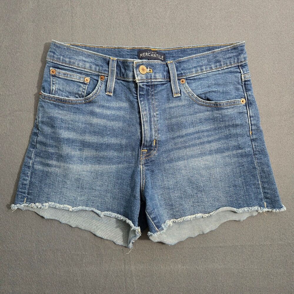 J. Crew Mercantile Jean Shorts Women 28 High Rise 3" Inseam Raw Hem